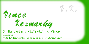 vince kesmarky business card